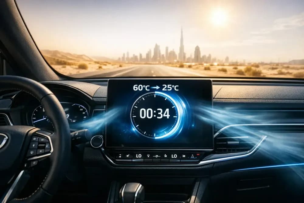 مقارنة أداء تكييف سيارات 2026 في الإمارات: أسرع السيارات تبريداً في حرارة الخليج